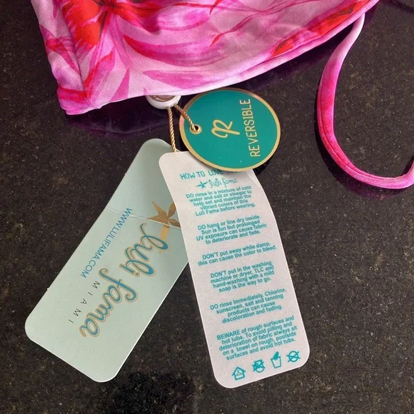 Luli Fama Bamboleo reversible fuchsia drawstring bralette bikini top - Picture 9 of 10